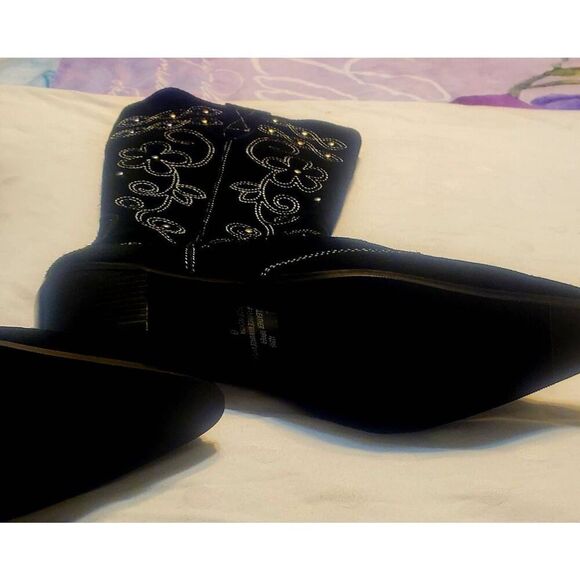 WOMENS EMBELLISHED SUEDE WESTERN STYLE BOOTS - Picture 7 of 12